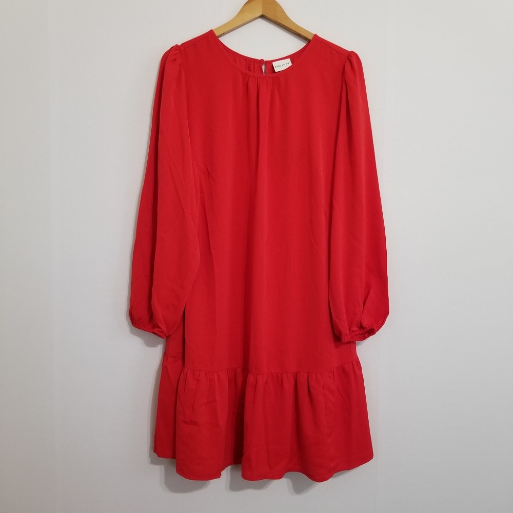 NWT Ava & Viv Red Tiered Shift Dress Size XXL